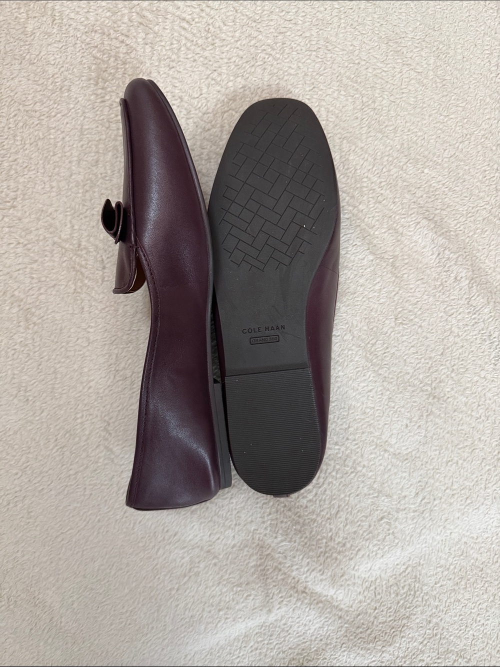 Cole Haan Dark Burgundy Leather Bow Loafers - Picture 4 of 6